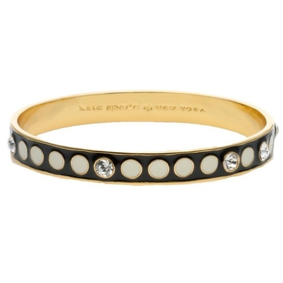 KATE SPADE • Black Spotlight Cream Spade Enamel Bangle Bracelet - Picture 1 of 3
